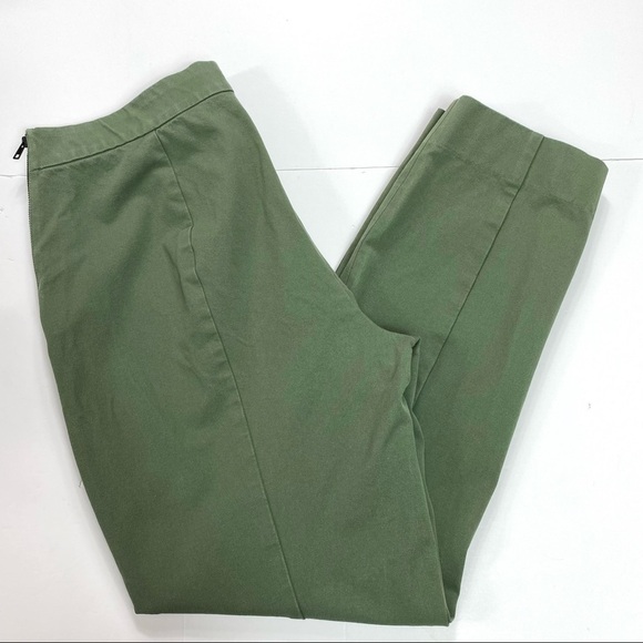 EVERLANE Everlane The Side-Zip Stretch Cotton Ankle legs Pant In Green - Picture 9 of 10